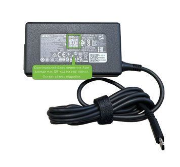 Блок питания (зарядка) для ноутбука Acer 65W (5V - 3A; 9V - 3А; 12V - 3A; 15V - 3А; 20V - 3,25А; USB Type-C) PA-1650-58 Оригинал от Acer